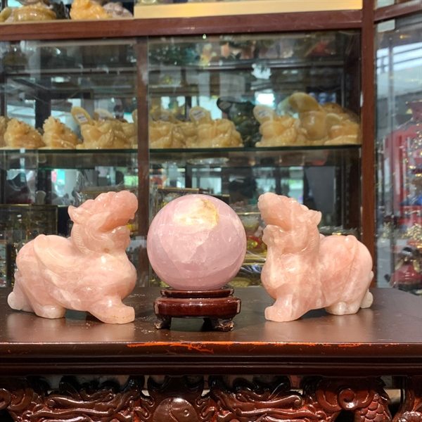 Cặp Tỳ Hưu Đá Thạch Anh Hồng
