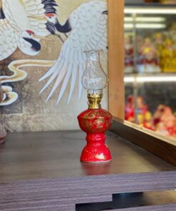 Đèn Dầu Sứ Men Đỏ Bát Tràng