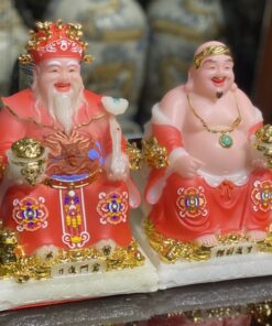 Tượng Thần Tài Thổ Địa Bột Đá Phú Quý Rồng Đỏ