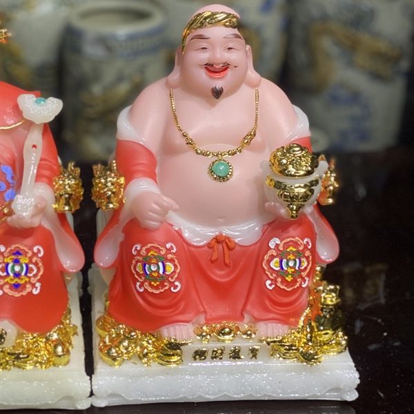 Tượng Thần Tài Thổ Địa Bột Đá Phú Quý Rồng Đỏ