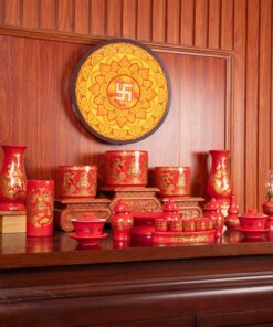 Bộ Đồ Thờ Gia Tiên Sứ Đỏ Bát Tràng