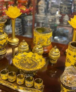 Bộ Bát Hương Sứ Kim Sa Thờ Thần Linh BTL02KS2