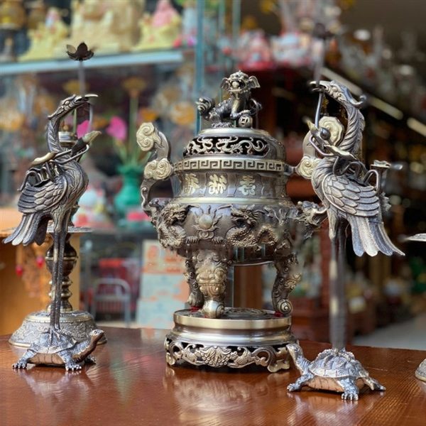 Bộ Đỉnh Đồng Tam Sự Rồng Nổi Đồng Hun