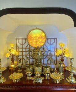 Bộ Đồ Thờ Gia Tiên Đồng Vàng Cao Cấp