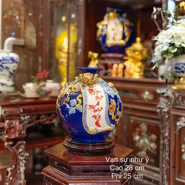 Bình Hút Lộc Cuốn Thư Vạn Sự Như Ý Men Đắp Nổi - Ảnh 14