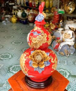 Hồ Lô Hút Lộc Chữ Lộc Thuận Buồm Xuôi Gió Đỏ Đắp Nổi