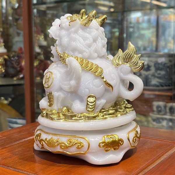 Tỳ Hưu Phong Thủy Đế Xoay Bột Đá Trắng