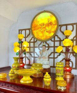 Bộ Đồ Thờ Phật Gấm Vàng