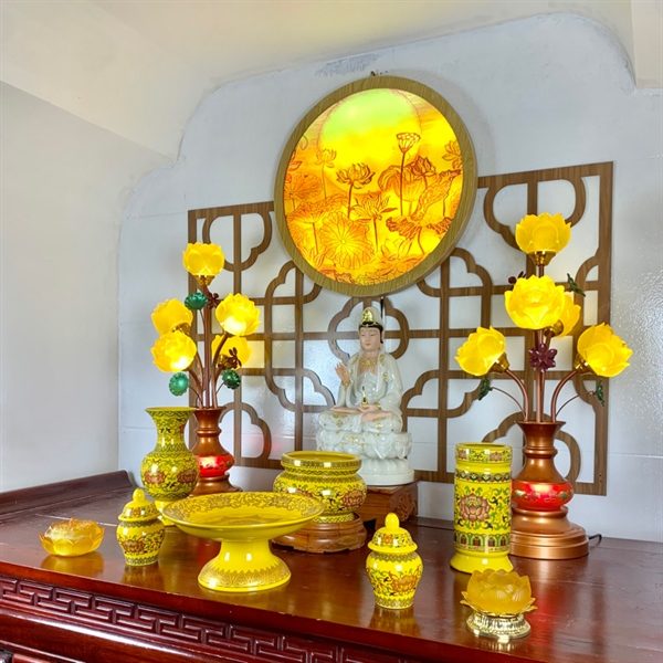 Bộ Đồ Thờ Phật Gấm Vàng