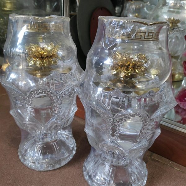 Đèn Đầu Hoa Sen Thân Thủy Tinh