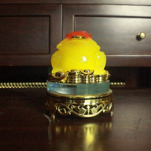 Cóc/ Thiềm Thừ Phong Thuỷ Xoay Đế Kính Vàng Mật Ong