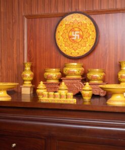 Bộ Đồ Thờ Gia Tiên Sứ Gấm Vàng BTGTSGV1