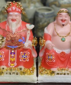 Tượng Thần Tài Thổ Địa Bột Đá Phú Quý Rồng Đỏ