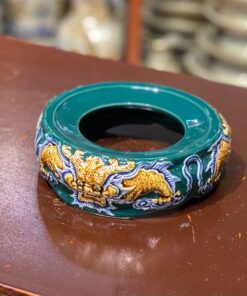 Chân Đế Bát Hương Men Xanh Lục Bảo Đắp Nổi