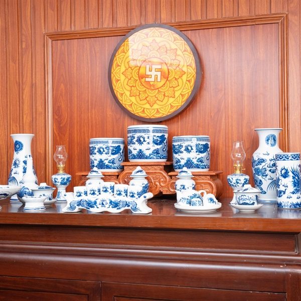 Bộ Đồ Thờ Gia Tiên Sứ Men Trắng BTGTMT1