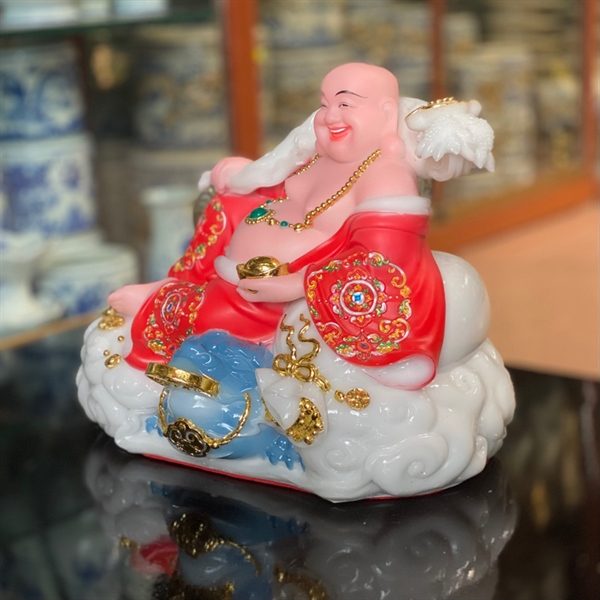 Tượng Di Lặc Phú Qúy Bột Đá Đỏ
