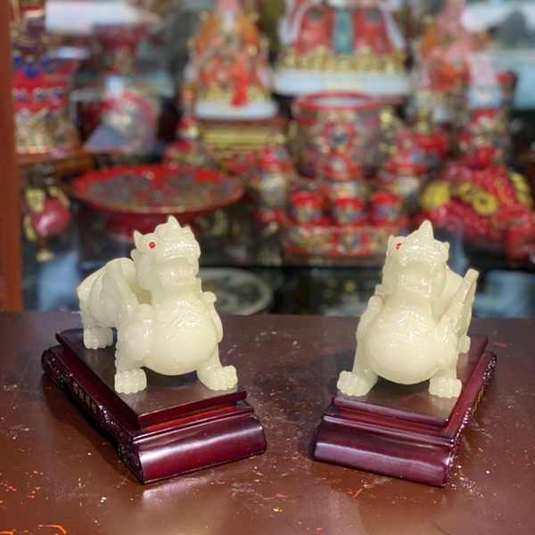 Cặp Tỳ Hưu Phong Thủy Bột Đá Trắng