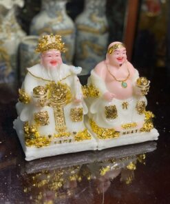 Tượng Thần Tài Thổ Địa Bột Đá Phú Quý Rồng Trắng