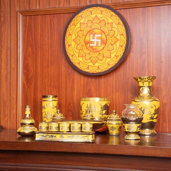 Bộ Đồ Thờ Thần Linh Sứ Vàng Kim Sa