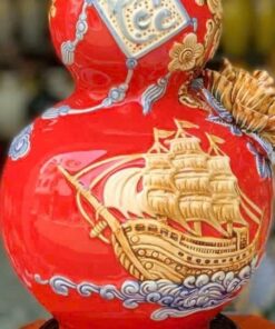 Hồ Lô Hút Lộc Chữ Lộc Thuận Buồm Xuôi Gió Đỏ Đắp Nổi