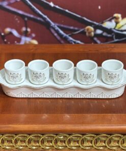 Khay 5 Chén Hoa Sen Bạch Ngọc