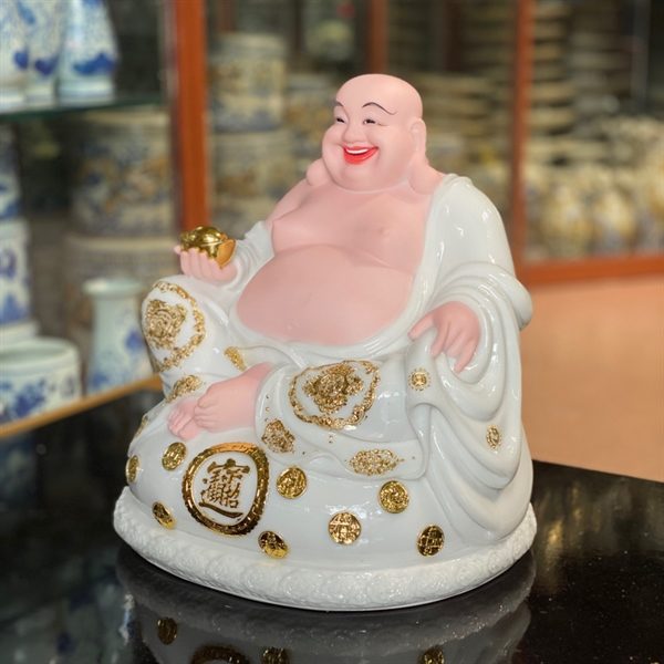 Tượng Di Lặc Tụ Bảo Bột Đá Trắng