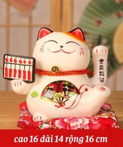 Mèo Thần Tài Thiên Vạn Lưỡng Tính Bàn 16cm