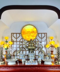 Bộ Đồ Thờ Gia Tiên Men Rạn Đắp Nổi BGTMR