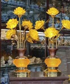Đèn Thờ Hoa Sen 5 Bông Lưu Ly Trường Quang