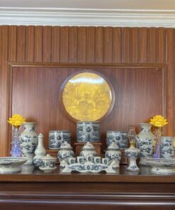 Bộ Đồ Thờ Gia Tiên Men Rạn Vẽ – bộ cơ bản, bàn thờ ngang 127 -155 cm