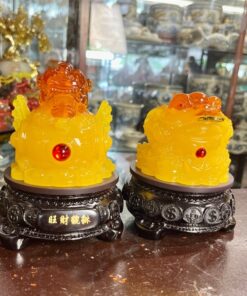 Cặp Cóc Thiềm Thừ Và Tỳ Hưu Đế Gỗ Xoay Vàng