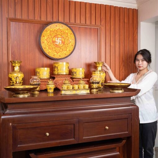 Bộ Đồ Thờ Gia Tiên Sứ Vàng Kim Sa