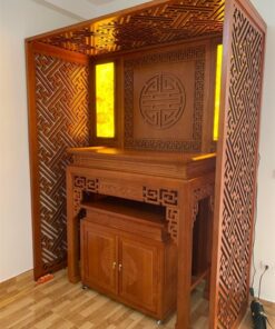 Thi công Ốp tường phòng thờ Gỗ MDF CNC