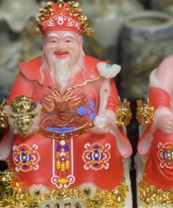Tượng Thần Tài Thổ Địa Bột Đá Phú Quý Rồng Đỏ