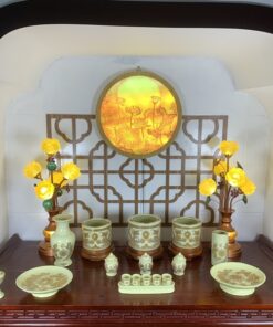 Bộ Đồ Thờ Gia Tiên Men Vàng Ngà BDTGTMV02