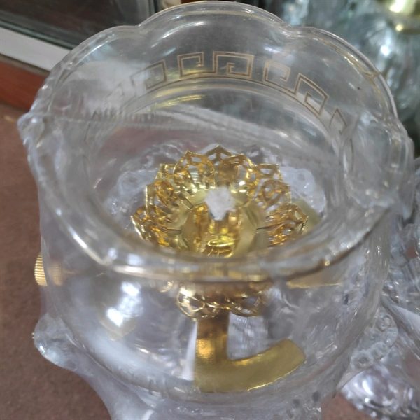 Đèn Đầu Hoa Sen Thân Thủy Tinh