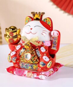 Mèo Thần Tài Đế Vương Đỏ Can Khách Lai Phương Cao 21cm