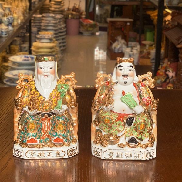 Tượng Thần Tài Thổ Địa Sứ Gấm Cổ