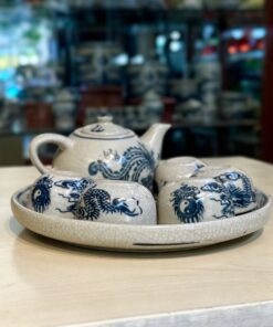 Bộ Ấm Chén Trà Thờ Men Rạn Vẽ