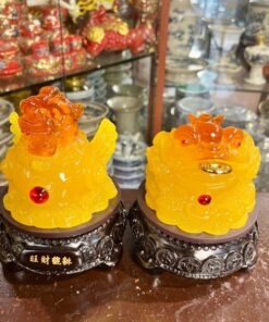 Cặp Cóc Thiềm Thừ Và Tỳ Hưu Đế Gỗ Xoay Vàng