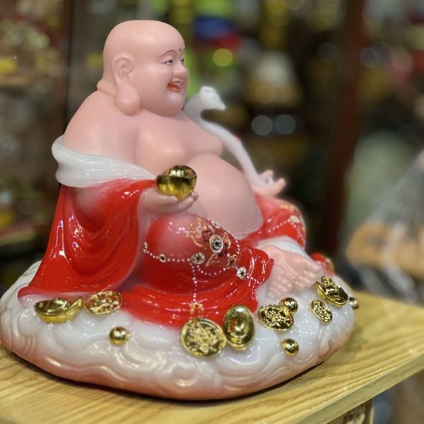 Phật Di Lặc Tròn Bột Đá Đỏ