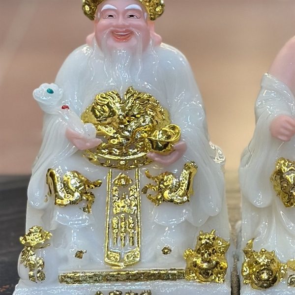 Tượng Thần Tài Thổ Địa Bột Đá Vuông Trắng