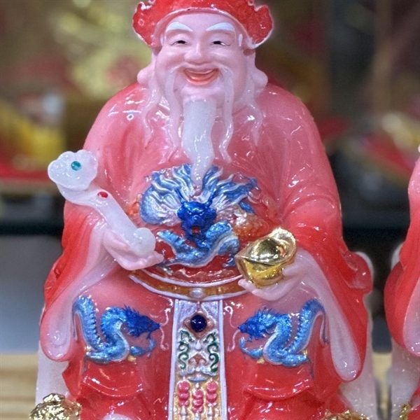 Tượng Thần Tài Thổ Địa Bột Đá Vuông Đỏ
