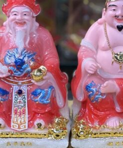 Tượng Thần Tài Thổ Địa Bột Đá Vuông Đỏ