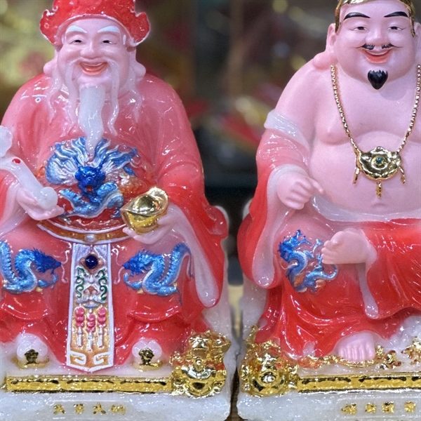 Tượng Thần Tài Thổ Địa Bột Đá Vuông Đỏ