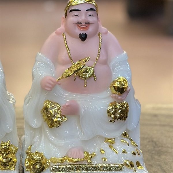 Tượng Thần Tài Thổ Địa Bột Đá Vuông Trắng