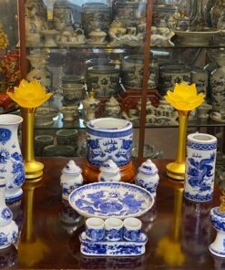 Bộ Đồ Thờ Thần Linh Men Xanh Lam