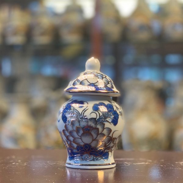 Chóe Thờ Men Lam Vẽ Vàng 24K