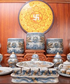 Bộ Thờ Gia Tiên Men Rạn Đắp Nổi BTGTMRDN3