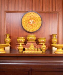 Bộ Đồ Thờ Gia Tiên Sứ Gấm Vàng BTGTSGV1